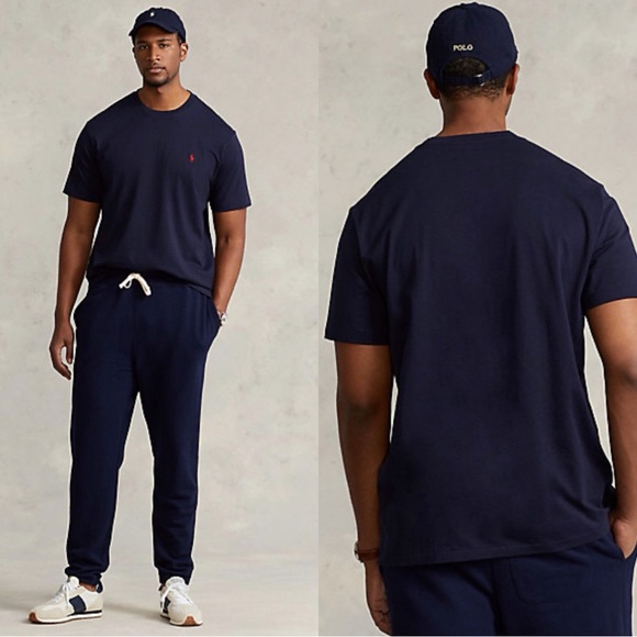 POLO Ralph Lauren Navy Jersey Crewneck Custom Fit T-shirt Size L - Picture 1 of 6